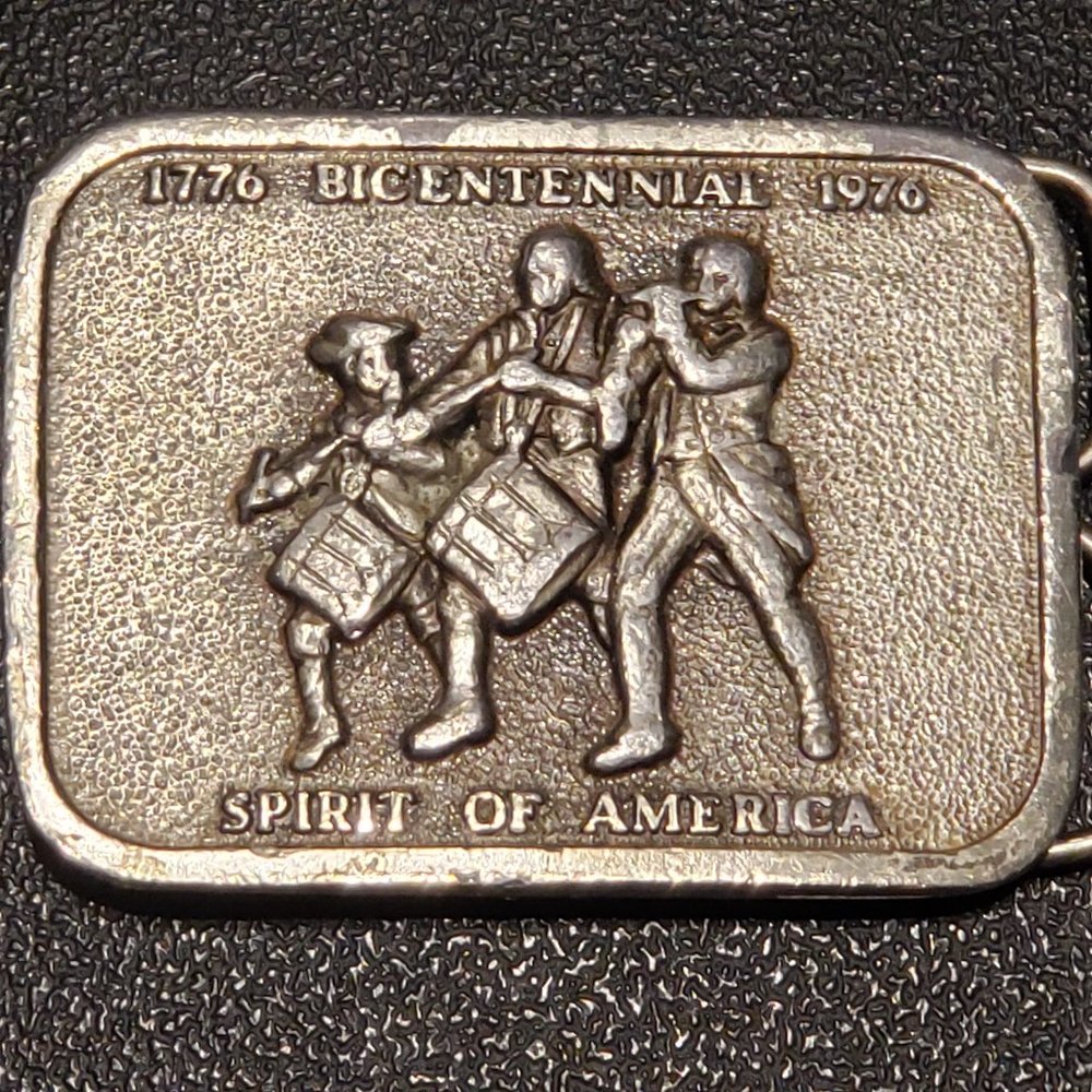 Spirit of America Bicentennial Pewter Belt Buckle 1776-1976